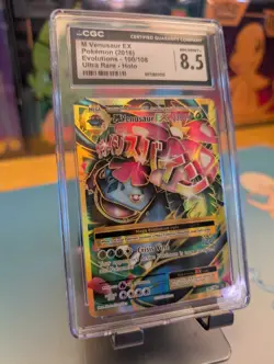 2016 POKEMON XY EVOLUTIONS #100 FULL ART/M VENUSAUR EX CGC 8.5 - Image 1