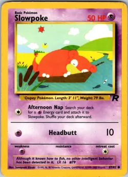 Slowpoke 67/82 Common Team Rocket Pokemon Unlimited Lightly Played - Image 1