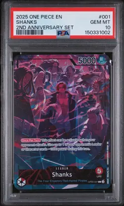 2025 ONE PIECE ENGLISH VERSION 2ND ANNIVERSARY SET Shanks PSA 10 TCG - Image 1
