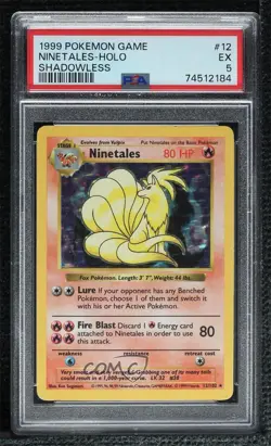 Ninetales Holo Shadowless Pokemon Base Set PSA 5 1999 - Image 1