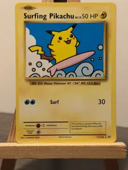 Pokemon XY Evolutions Surfing Pikachu Card 111/108 Secret Rare - Image 1