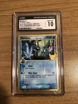 CGC Grade 10 2021 Mimikyu SWSH136 Delta Pokemon Celebrations Black Star Promo - Image 1
