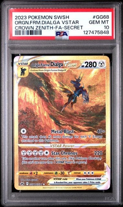 Origin Forme Dialga Vstar GG68/GG70 PSA 10 Crown Zenith Gold Pokemon GEM GG68 - Image 1