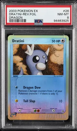 2003 POKEMON EX DRAGON #26 DRATINI-REVERSE FOIL PSA 8 - Image 1