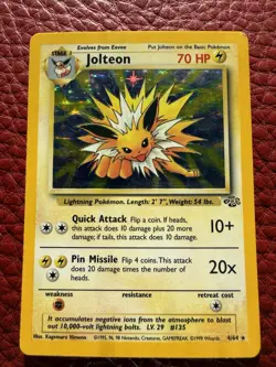 Jolteon 4/64 1999 Pokemon Jungle Holo WOTC Vintage Holo Rare MP - Image 1