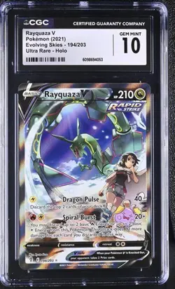 CGC 10 RAYQUAZA V 194 EVOLVING SKIES ALT ART SWORD & SHIELD POKEMON GEM MINT - Image 1