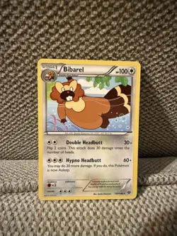 Pokemon TCG Bibarel XY Base Set 107/146 Regular Rare LP. - Image 1