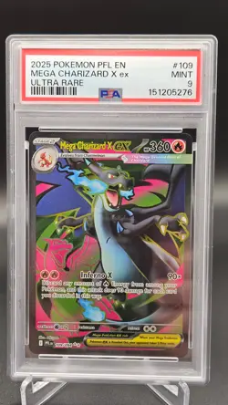 2025 POKEMON PFL EN-PHANTASMAL FLAMES ULTRA RARE #109 MEGA CHARIZARD X EX PSA 9 - Image 1