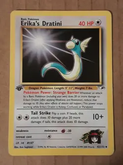 Pokemon Erika's Dratini 42/132 Gym Heroes 1st Edition LP-MP See Pictures - Image 1