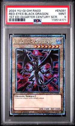 PSA 9 YU-GI-OH! RA03-EN QUARTER CENTURY RED-EYES BLACK - Image 1