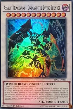Yugioh Assault Blackwing-Onimaru the Divine Thunder TDIL-EN049 Super Rare 1st NM - Image 1