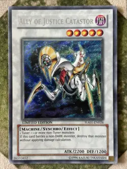 YuGiOh ALLY OF JUSTICE CATASTOR Secret Rare Limited Edition HA01-EN026 - Image 2