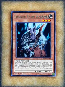 Yugioh Fiendish Rhino Warrior BOSH-EN091 Rare 1st Ed NM - Image 1