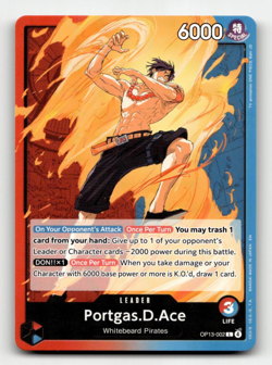 One Piece CCG Portgas.D.Ace (002) (L) - Carrying On His Will (OP13) - Image 1