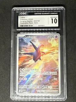 2024 Pokemon Latios Sv08 Surging Sparks Illustration Rare Holo 203/191 CGC 10 - Image 1