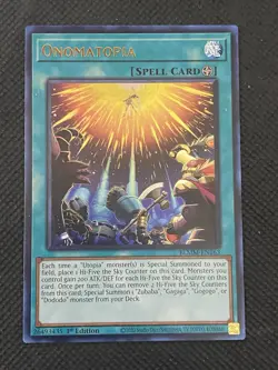 YuGiOh! - Onomatopia BLMM-EN163 Ultra Rare 1st Edition Near Mint - Image 1