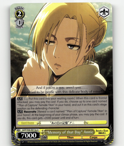 Weiss Schwarz - "Memory of that Day" Annie (A) - Attack on Titan Vol. 2 - Image 1