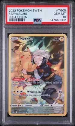 Pikachu TG05/TG30 Swsh11: Lost Origin Trainer Gallery Holo PSA 10 GEM MINT - Image 1