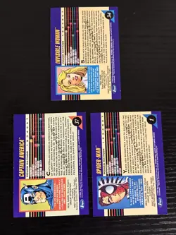 1992 Impel Marvel Universe Prototype Cards. Spider-Man, Cap, Invisible Woman NM - Image 2