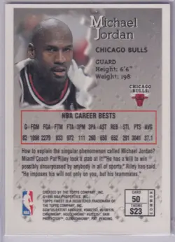 1996-97 TOPPS FINEST STERLING MICHAEL JORDAN CHICAGO BULLS #6 - Image 2