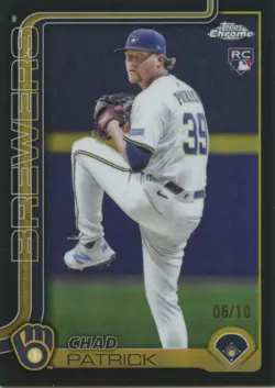 Chad Patrick 2025 Topps Chrome Black Refractor Rookie RC Milwaukee Brewers 6/10 - Image 1
