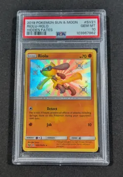 Pokemon Card Holo Shiny Riolu SV21/SV94 PSA 10 GEM MINT Hidden Fates - Image 1