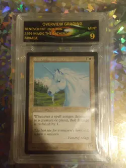 Beautiful Graded 9 Benevolent Unicorn Creature MTG Magic The Gathering Card MTG - Image 1