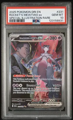 Pokemon 2025 Team Rocket's Mewtwo ex 231/182 SIR Destined Rivals GEM MINT PSA 10 - Image 1