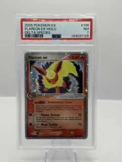 2005 Pokemon EX #108 Flareon EX Holo Delta Species PSA 7 - Image 1