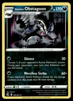 EX-NM Galarian Obstagoon (Cosmos Holo) Holo Rare 161/264 Pokemon TCG - Image 1