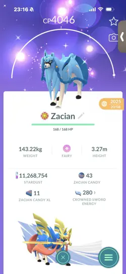Pokemon Go Legendary Shiny Zacian ( High CP ) - Image 1