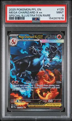 2025 POKEMON PFL EN-PHANTASMAL FLAMES #125 MEGA CHARIZARD X EX PSA 9 - Image 1