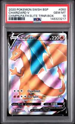 PSA 10 CHARIZARD V SWSH050 FULL ART BLACK STAR PROMO CHAMPIONS PATH POKEMON 🔥 - Image 1