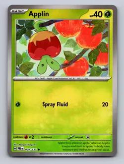 APPLIN (MASTER BALL PATTERN) 009/131 HOLO C SV: PRISMATIC EVOLUTIONS POKEMON NM - Image 1
