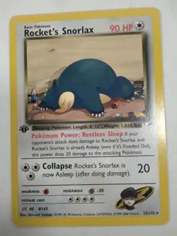 Pokemon 1st Edition Rocket's Snorlax 33/132 Gym Heroes Rare Vintage Card NM - Image 1