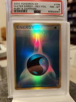 2003 Pokemon Water Energy Ruby and Sapphire #106/109 Reverse Holo PSA 8 - Image 1