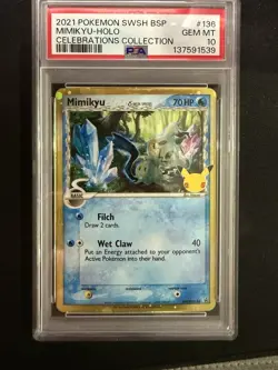 2021 POKEMON SWSH PROMO CELEBRATIONS COLLECTION #136 MIMIKYU-HOLO PSA 10 - Image 1