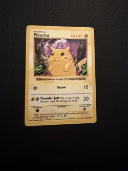 Pokemon WOTC Base Set Shadowless Red Cheek Pikachu - Image 1