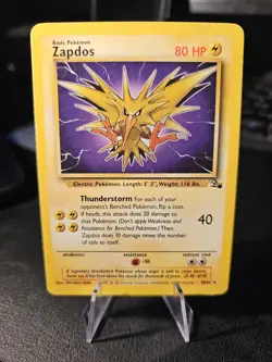 Zapdos (30) - Fossil Unlimited Rare Vintage WOTC Pokemon TCG 30/62 MP - Image 1