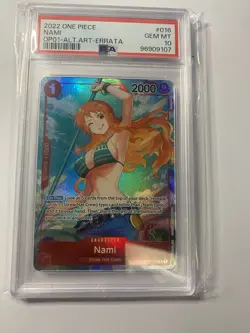 2022 ONE PIECE OP01-ROMANCE DAWN ALTERNATE ART-ERRATA #016 NAMI PSA 10 - Image 1