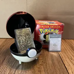 23K Gold Plated CHARIZARD Trading Card 1999 Burger King Pokemon Ball NEW SEALED - Image 1