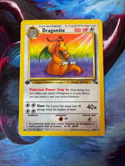 Pokemon TCG 1999 Dragonite Fossil 1st Edition 19/62 Non Holo Card Vintage - Image 1
