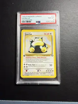 Pokemon Snorlax Card 27/64 Jungle 1st Edition Non-Holo Rare WOTC PSA 8 NM MT - Image 1