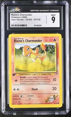 CGC 9 MINT Blaine's Charmander Gym Heroes 1st Edition 61/132 Pokemon Card - Image 1