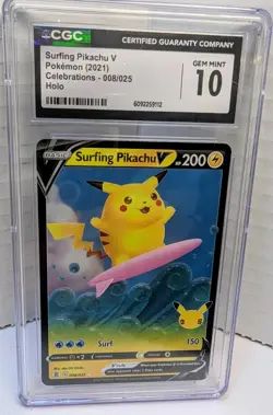 Pokemon 2021 Celebrations Surfing Pikachu holo CGC 10! - Image 1