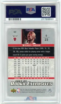 2003 Upper Deck MICHAEL JORDAN PSA 10 #60 Rookie Exclusives - Image 2