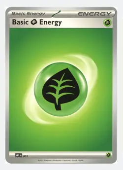 Basic Grass Energy 001 SVE Pokemon Card in Protective Sleeve NM - Image 1