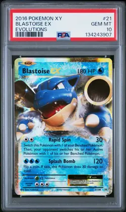 2016 Pokemon Xy Evolutions #21 Blastoise Ex Evolutions PSA 10 - Image 1