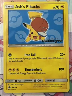 Ash's Pikachu - SM114 Promo Sun & Moon Promo Pokemon Near Mint - Image 1