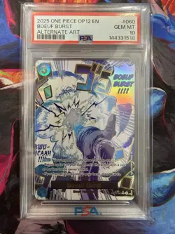 2025 ONE PIECE OP12-LEGACY OF THE MASTER ALTERNATE ART #060 BOEUF BURST PSA 10 - Image 1
